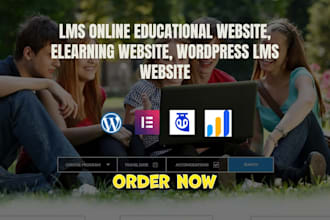 create lms online educational website, elearning website, wordpress lms website