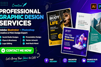 be your graphic artist and designer in adobe illustrator, adobe photoshop work