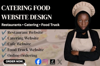 design a modern food website, catering website, food truck website, cafe website
