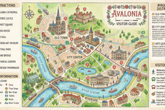 design custom tourist map, travel map and city visitor guide map illustration