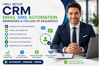 setup crm email sms automation reminders and follow up sequences