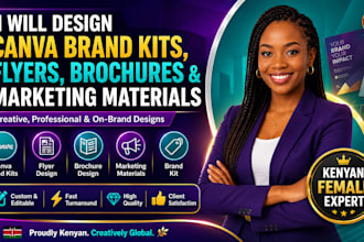 design canva brand kits,  brochures, marketing materials