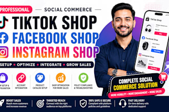 setup social commerce manage optimize tiktok shop facebook shop instagram shop