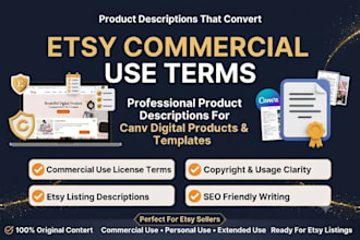 write commercial use terms and descriptions for your etsy digital products