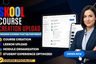 create skool online course,online course content,upload lessons,organize modules