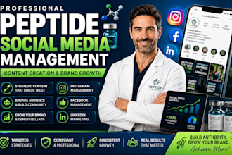 manage peptide social media marketing, content creation and brand growth