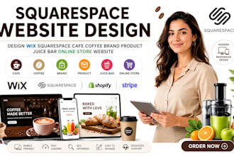 design wix squarespace cafe coffee brand product juice bar online store website