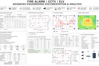 fire alarm cause and effect matrix, cctv blind spot report and elv cable schedul