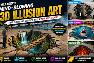 design mind blowing 3d illusion art, pavement drawings and wall mural concepts