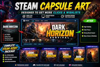 design steam capsule art and game key visuals for your indie game
