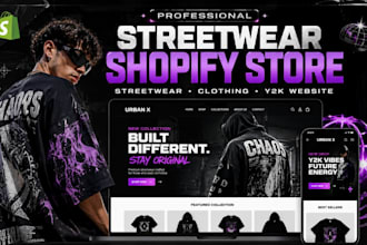 design streetwear shopify store streetwear website clothing website y2k website