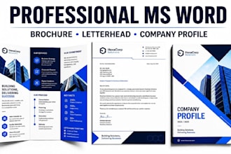 design ms word letterhead, company profile and brochure