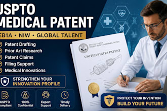 write uspto patent and filling for eb1a niw visa