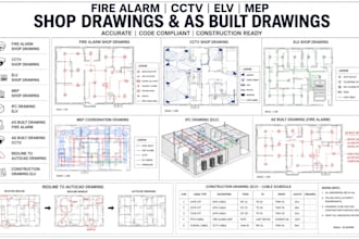 fire alarm shop drawing, cctv shop drawing elv shop drawing and as built drawing