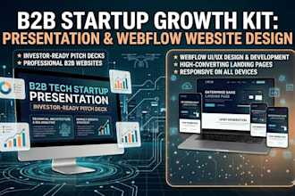 design b2b tech startup presentation and webflow UI UX responsive website