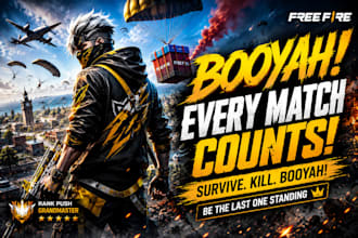design viral gaming youtube thumbnail for free fire pubg cod