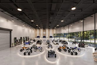 refurnish vehicle showroom, marine dealership interior layout,3d lobby reception