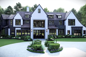 design realistic 3d farmhouse, poultry farm, barn, ranch and cabin