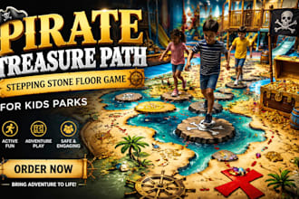 design pirate treasure path stepping stone floor illusion game for kids parks