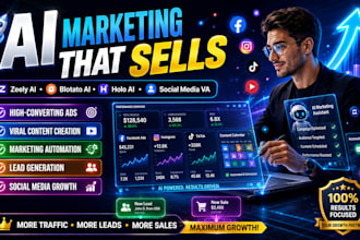 create high converting zeely blotato ad campaigns holo ai social media VA
