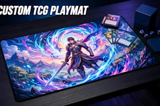 design custom tcg playmat, trading card game board, mtg playmat, anime card game