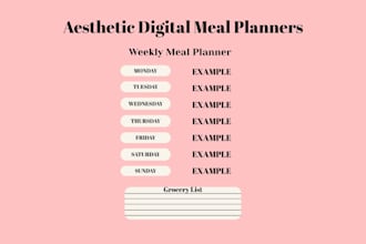 design custom digital meal planners and editable canva templates