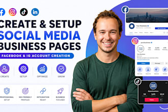 create and setup social media business pages, facebook and ig account creation