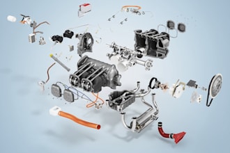 create automotive exploded view renderings and spare parts catalog graphics