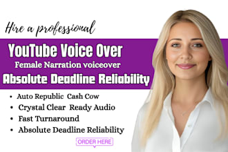 record an engaging youtube voice over author republics and narration
