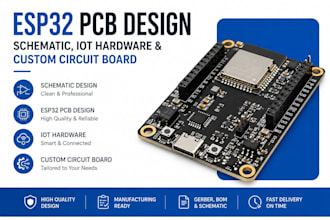 design esp32 pcb, schematic, iot hardware and custom circuit board