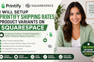 setup printify shipping rates and product variants on squarespace