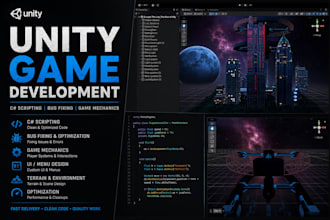 fix unity bugs, write  scripts and build fps game mechanics