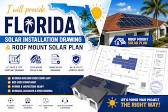 provide solar installation drawing and roof mount solar plans layout in florida