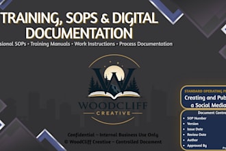 create sops, process documents and training manuals