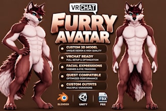 do furry avatar fursona vrchat avatar anime nsfw 3d model vtuber facerig animaz