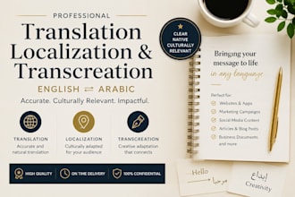 translate, localize, and transcreate from english to arabic and vice versa