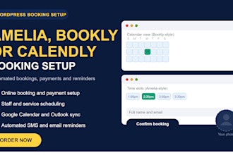 set up wordpress booking system with amelia, bookly or calendly