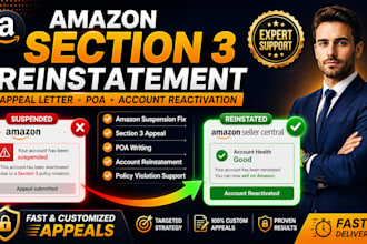reinstate suspended amazon account fix section 3 violation appeal letter and poa