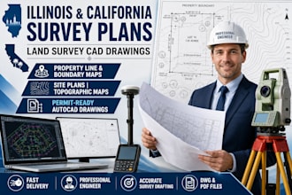 illinois ca autocad survey plan land survey cad plan property line survey plan