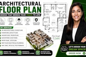 draw, convert 2d floor plan, elevation in autocad, sketchup, 3d building models