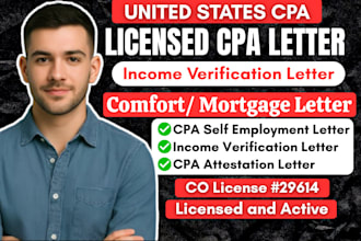 write CPA letter, income verification, comfort letter, CPA mortgage letter