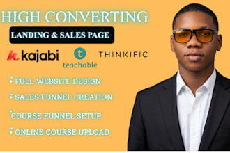design high converting landing page and sales page on thinkific ,teachable