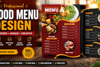 design a modern and unique menu design for your restaurant
