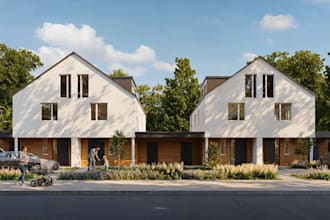 redesign uk house building, 3d modern exterior, facade driveways, garden design