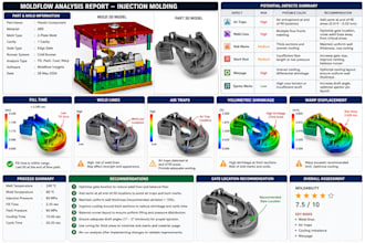 create a dfm analysis report and mold flow recommendation for injection molding