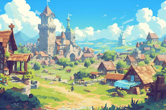 create detailed pixel art background, environment for video games and animations