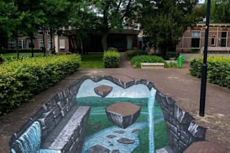 create 3d optical pavement floor illusion,outdoor illlusion designs for wall art