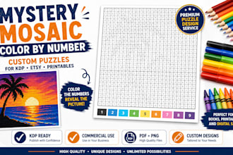 create mystery mosaics color by number book or custom pages for adults and kids