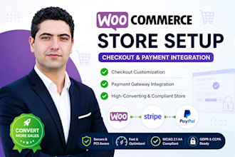 woocommerce store setup, checkout customization and payment gateway integration