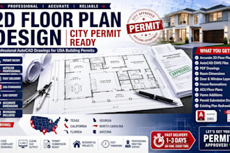 design 2d floor plan, texas, california, florida city permit